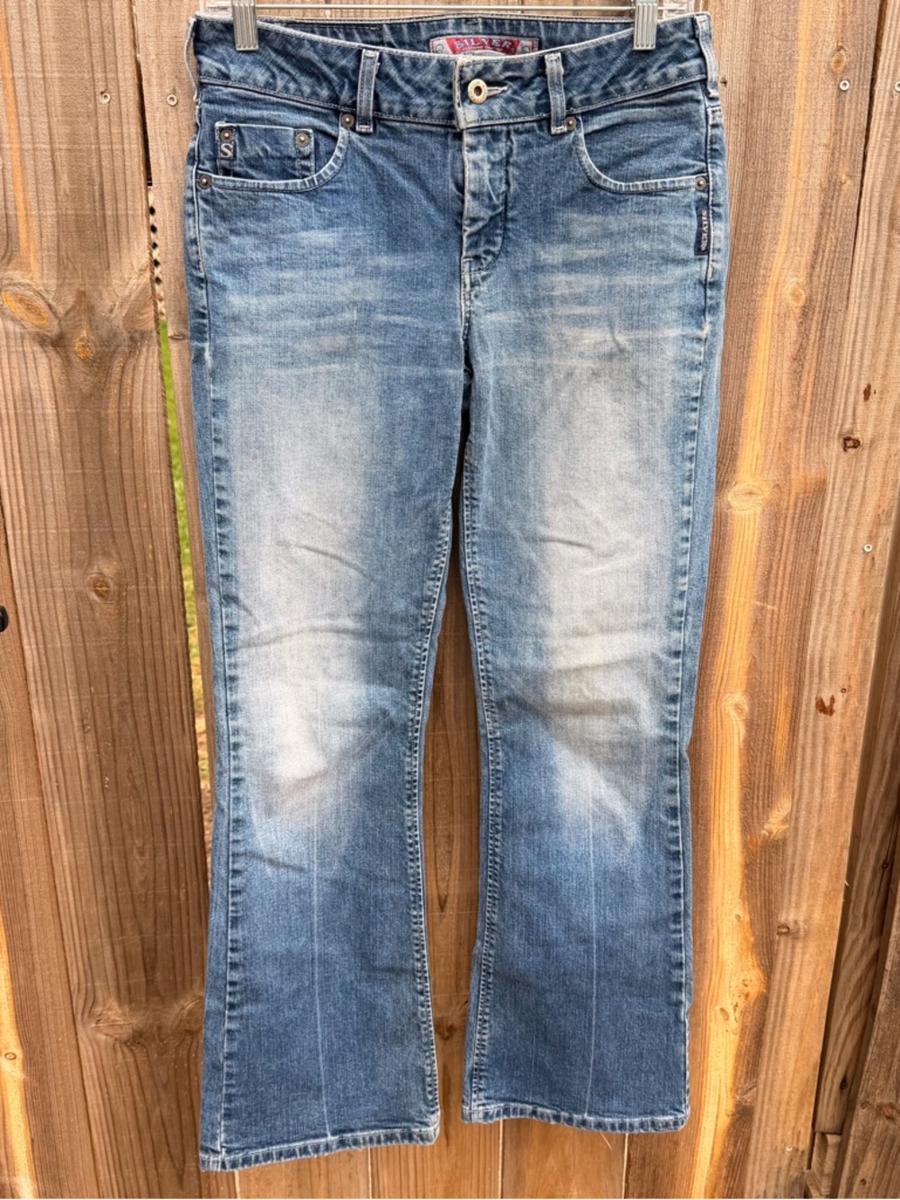 Vintage Y2K Silver Jeans Bootcut Flare Size 29x32 Blue Stretch